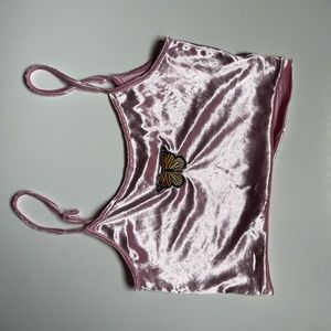 Butterfly velvet pink crop